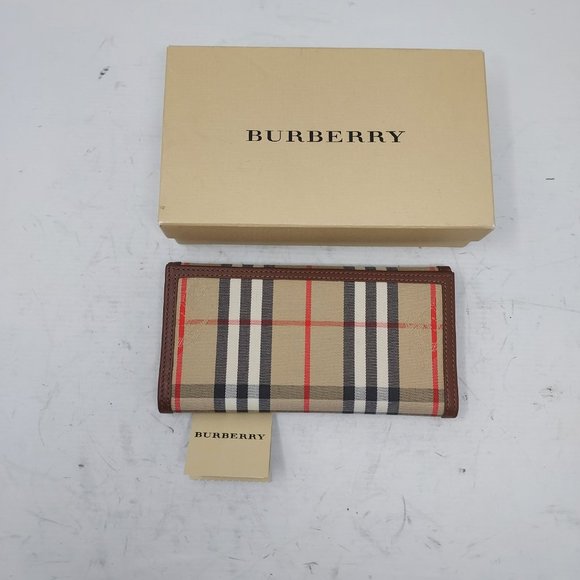 BURBERRY Horseferry Check Pattern Canvas Continental Wallet - Picture 1 of 9